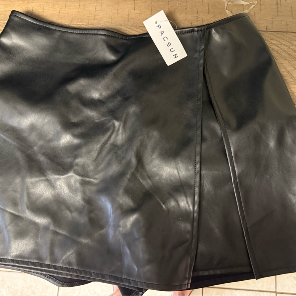 Black Faux Leather Skirt